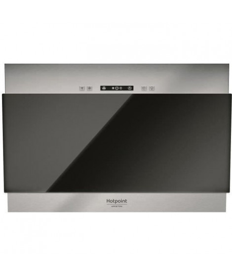 HOTPOINT HHVP6.4FLLK Hotte décorative - 384 m3 air / h max - 63 dB max - 3 vitesses - L 60 cm - Inox + verre noir