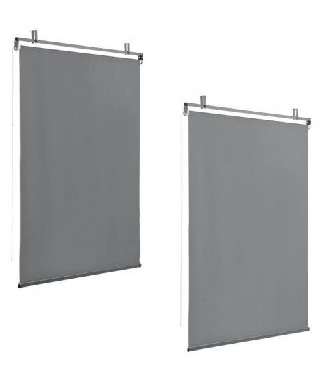 Lot de 2 stores enrouleurs gris pour pergola