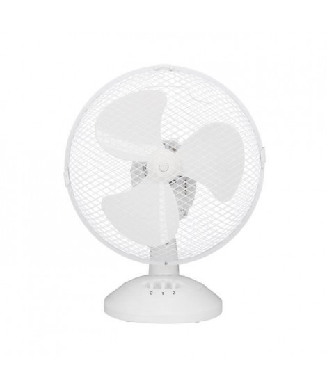 Ventilateur de table OCEANIC - 30W - Diametre 23 cm - 2 vitesses - Oscillant - Blanc