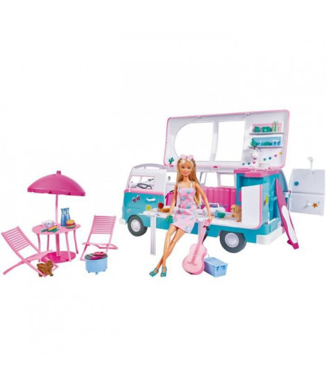 Poupée mannequin 29cm Steffi love et son camping car qui s'ouvre