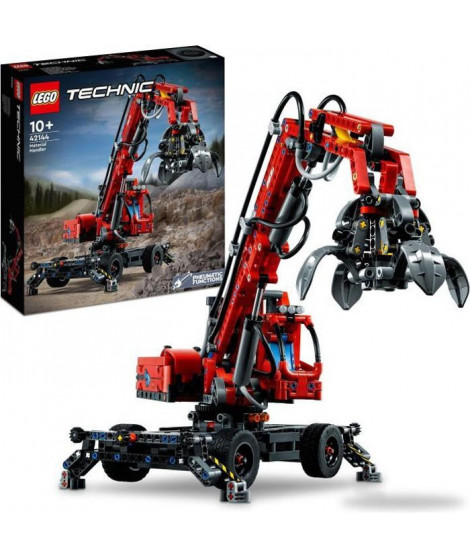 LEGO Technic 42144 La Grue de Manutention, Construction Éducative, Engin de Chantier Jouet