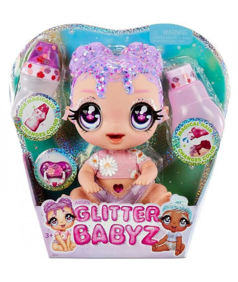 Glitter Babyz - Lila Wildbloom - Violet / Fleurs - Bébé 28 cm - Change de Couleur