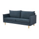 Canapé 2 places - Tissu bleu foncé avec piétement en bois naturel - L 175 x P 82 x 84 cm - MARLON