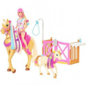 Barbie - Coffret toilettage chevaux avec Poupée Barbie, 2 Chevaux et + de 20 Accessoires - Accessoire Poupée Mannequin - Des …