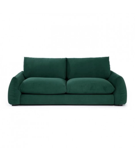 Canapé fixe 3 places TYFA - Velours vert bouteille - L 231 x P 102 x H 78 cm - HEXAGONE