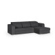 Canapé d'angle droit 4 places convertibe + coffre + 3 coussins - Tissu gris anthracite - L 262 x P 183 x H 82 cm - SYDNEY