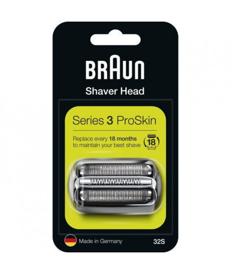 Braun Series 3 ProSkin Piece De Rechange Pour Rasoir Électrique Argentée, Compatible avec les rasoirs Series 3, 32S