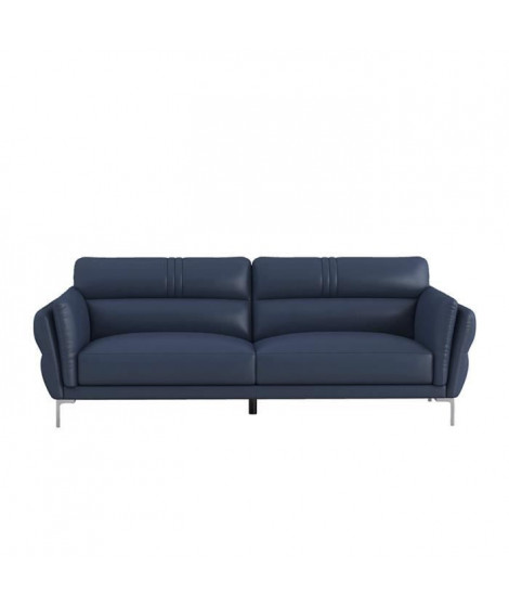 Canapé 3 places - Cuir bleu clair - L 220 x P 93 x H 83 cm - ORPHEE