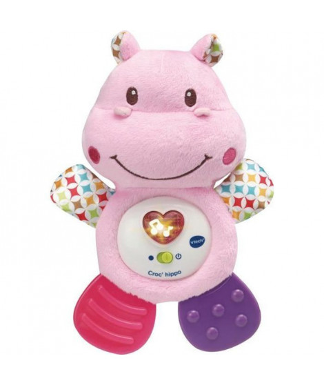 VTECH BABY - Hochet Croc'Hippo - Peluche Texturée Rose