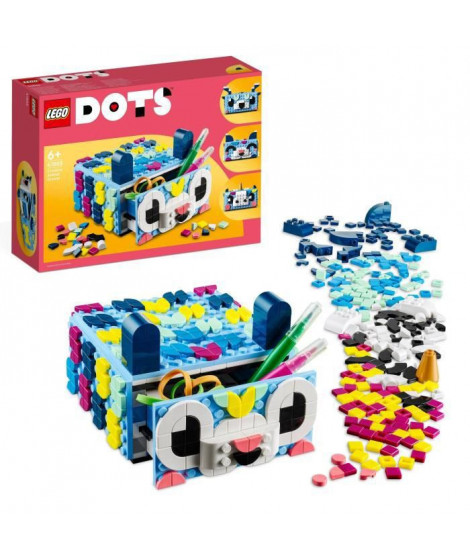 LEGO DOTS 41805 Le Tiroir Animal Créatif, Kit de Mosaique, Boîte de Rangement, Loisir Créatif