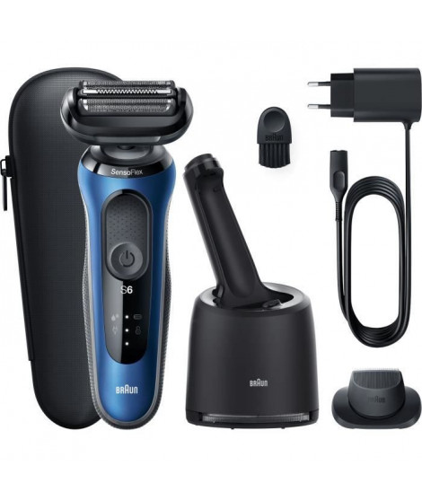 Rasoir Électrique Avec Tondeuse De Précision Braun Series 6 61-B7200cc - Centre SmartCare, Bleu