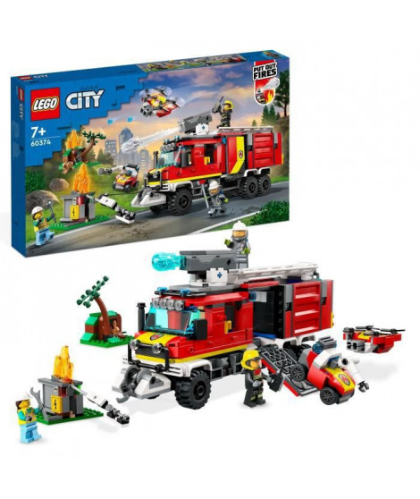 LEGO City 60374 Le Camion d'Intervention des Pompiers, Jouet avec Drones Modernes, et Figurines