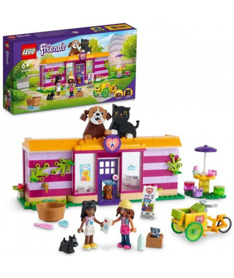 LEGO 41699 Friends Le Café D'Adoption Des Animaux, Jouet avec Figurines de Chat et Chien, Mini-Poupées Olivia, Enfants Des 6 Ans