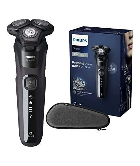 PHILIPS S5588/30 Rasoir électrique Série 8000 - 100 % étanche Technologie SkinIQ - Housse de transport + Tondeuse de Précision