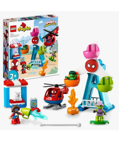 LEGO 10963 DUPLO Marvel Spider-Man et ses Amis : Aventures a la Fete Foraine, des 2 ans, avec Hélicoptere et Figurine Hulk