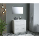 Ensemble Meuble salle de bain sur socle L 80 - Vasque + 3 tiroirs + miroir - Blanc - ZOOM