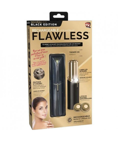 FLAWLESS - Epilateur Visage - USB Rechargeable - 2 Tetes de Remplacement - élimine le duvet en douceur en un instant - Noir