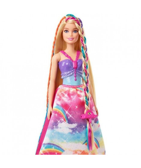 Barbie - Poupée Barbie Princesse Tresses Magiques, avec extensions capillaires et accessoires - Poupée Mannequin - Des 3 ans