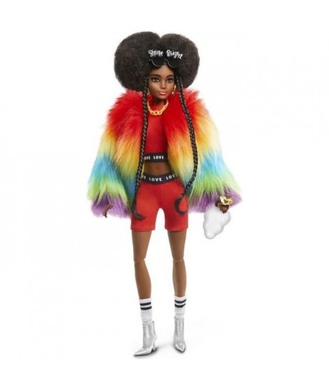 Barbie - Barbie Extra Manteau Multicolore Brune Coupe Afro - Poupée - 3 ans et +