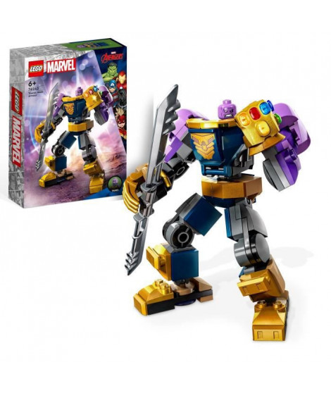 LEGO Marvel 76242 L'Armure Robot de Thanos, Jouet Super-Héros, Figurine Avengers, Enfants 6 Ans