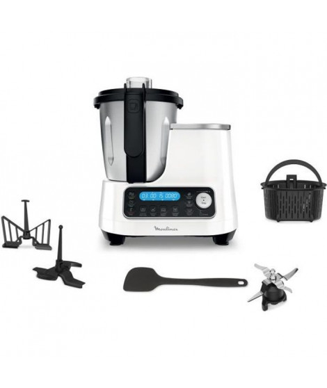 MOULINEX HF452110 Clickchef Robot cuiseur multifonction, Capacité utile 2 L, Compact, 32 fonctions, Balance intégrée, Panier …