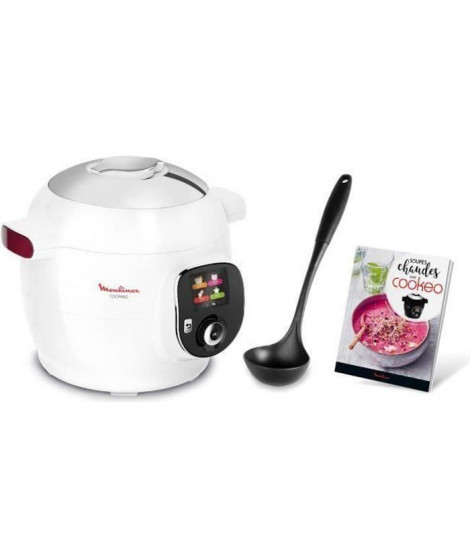 MOULINEX YY4405FB Multicuiseur intelligent Cookéo+ 6L 100 RECETTES LOUCHE ET LIVRE DE CUISINE INCLUS - Blanc