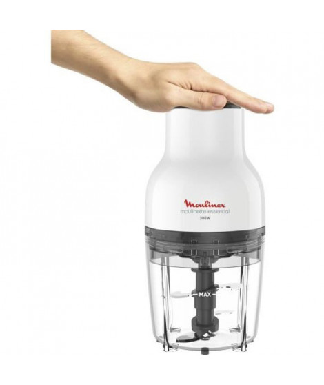 MOULINEX DJ520110 Moulinette Essential, Hachoir 300 W, Bol 400 ml, 4 lames en acier inoxydable, Mini mixeur viande, Découpe l…