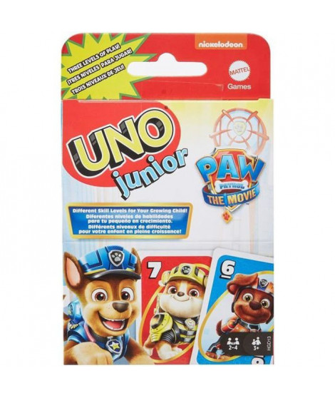 Mattel Games - Uno Junior Pat' Patrouille - Jeu de Cartes Famille - 2 a 4 joueurs - Des 3 ans