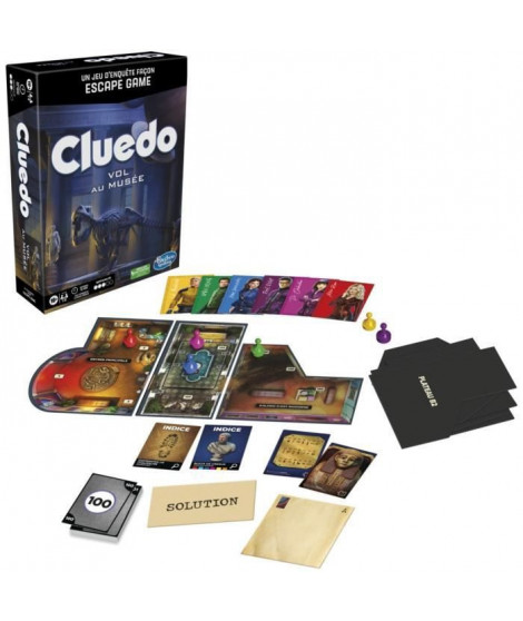 Cluedo Vol au musée - jeu d'enquete façon Escape Game - jeu de plateau coopératif familial - a partir de 10 ans - 1 a 6 joueurs