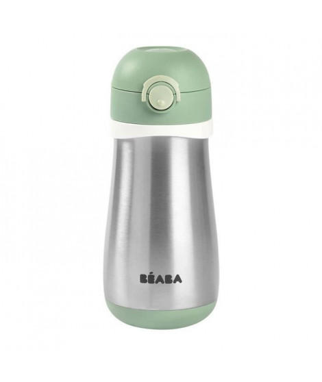 BEABA, Gourde inox 350 ml avec anse, Vert sauge