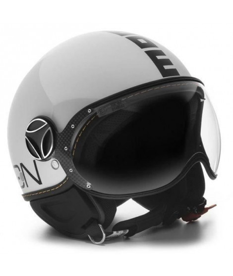 MOMO DESIGN Casque Jet FGTR Evo Blanc Brillant Logo Noir