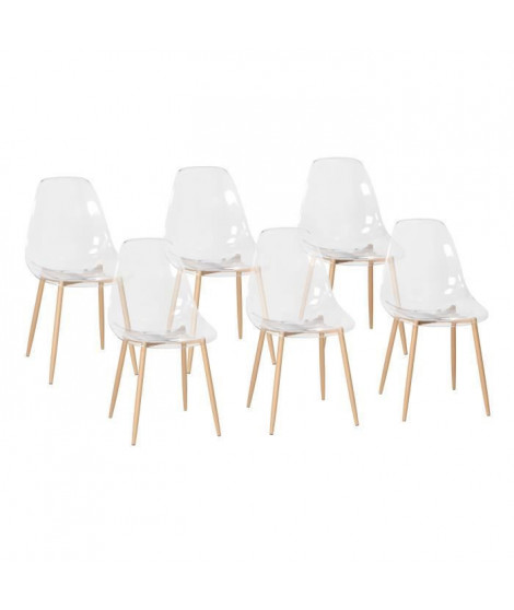 Lot de 6 chaises cristal transparent - L 47 x P 54 x H 84 cm - CLODY
