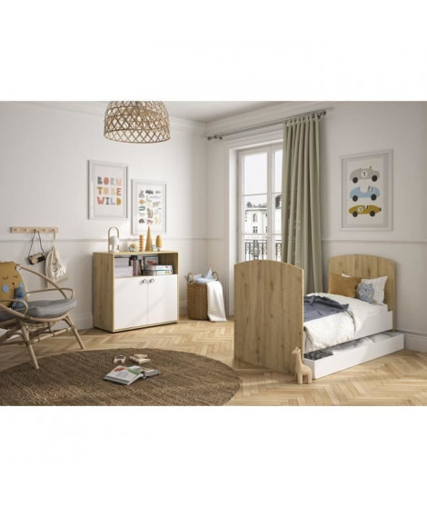 Chambre bébé Duo : Lit + Commode a langer ARTHUR - Décor chene blond - 60 x 120 cm - GALIPETTE