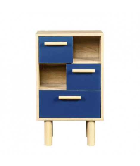 Rangement avec 2 portes - Pieds bois de pin bleu - LILA