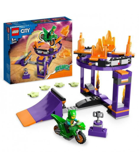 LEGO City Stuntz 60359 Le Défi de Cascade : le Tremplin, Jouet 2-en-1 avec Moto Dinosaure