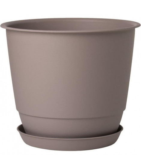 Pot de fleurs d'extérieur JOY - Pot Rond - Coloris Taupe - Ø58,8 x H.48,8 cm - 86,2 litres - Pot plastique recyclé - PoeTIC