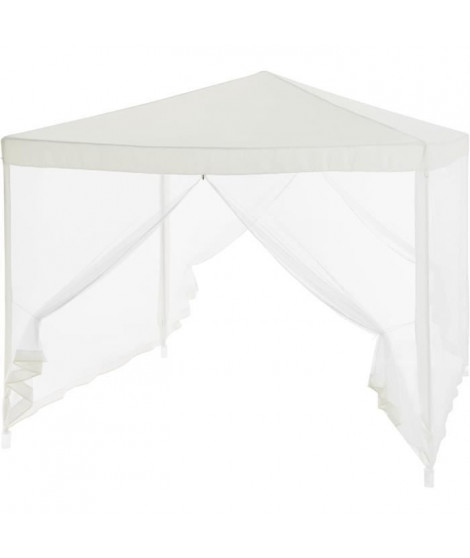 Tonnelle de jardin avec 4 moustiquaires - 3x3m - Acier et polyester 140 g - Blanc