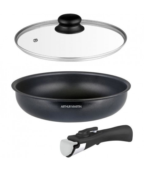 Batterie de cuisine Arthur Martin AM3360 3 pieces - Sauteuse 24 cm - Aluminium - tous feux dont induction