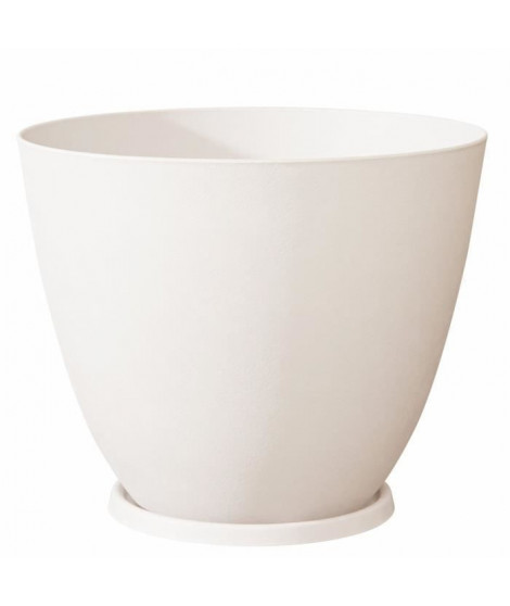 Pot de fleurs Rond d'extérieur ELEMENT, Coloris Blanc, Ø30 cmx H.23,5 cm - 10L -Garantie 5 ans contre UV et Gel - PoeTIC