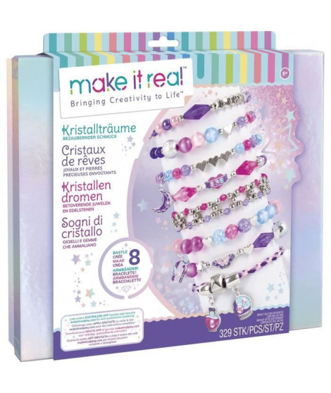 Make It Real - Coffret Bijoux Cristaux De Reve Envoutants - Fabrication de bijoux enfants - Des 8 ans - Lansay