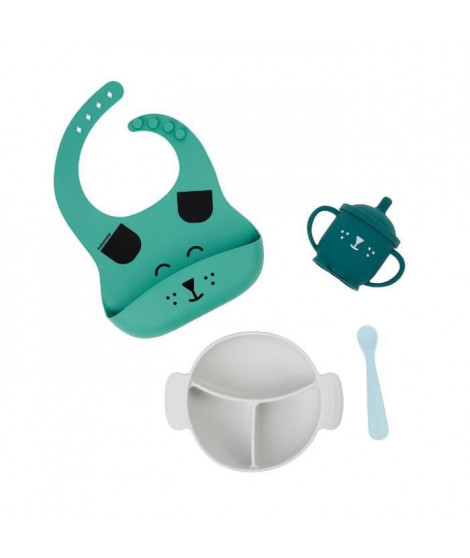 Babymoov Coffret Repas 15-24 m LEARN'ISY, 1 Bol, 1 Tasse, 1 Bavoir, 1 Cuillere, Chien