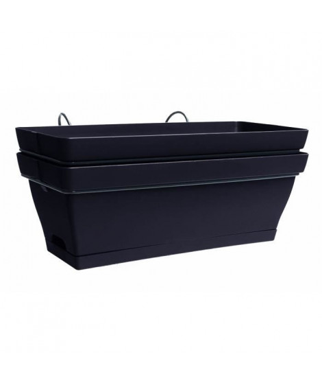 Jardiniere pour balcon - Jardiniere avec support - 49x28x20,5 cm - Contenance 11 litres - Coloris Noir violine - PoeTIC