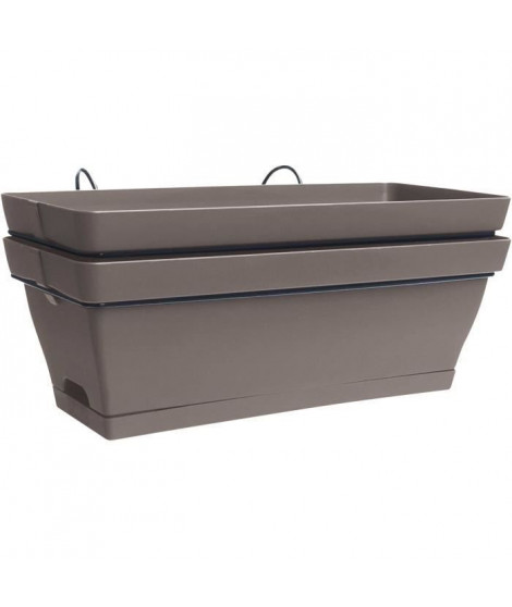 Jardiniere pour balcon - Jardiniere avec support - 49x28x20,5 cm - Contenance 11 litres - Coloris Taupe - PoeTIC