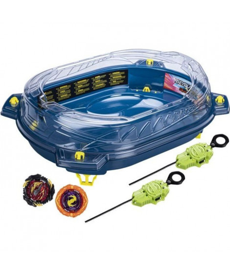 Beyblade Burst QuadStrike, set de combat Thunder Edge avec arene Beystadium, 2 toupies et 2 lanceurs, a partir de 8 ans