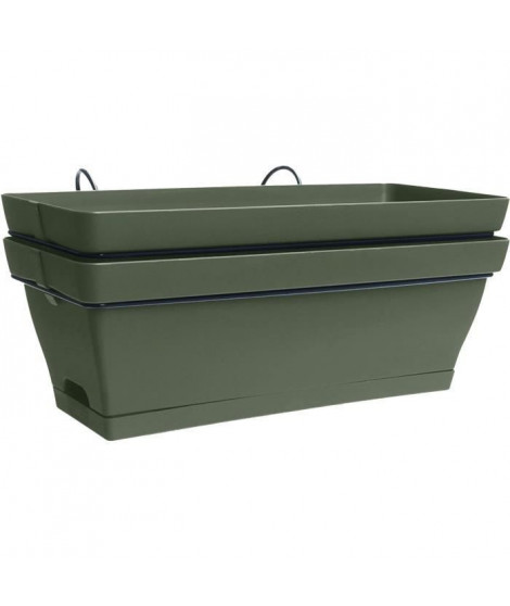 Jardiniere pour balcon - Jardiniere avec support - 49x28x20,5 cm - Contenance 11 litres - Coloris Kaki - PoeTIC