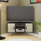 Meuble TV d'angle LILA - 2 portes - Décor mélaminé Noir - Pieds en bois massif - L90 x P35 x H55 cm