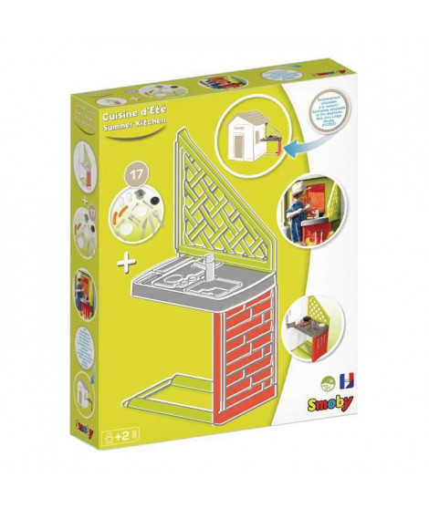 SMOBY Cuisine d'été adaptée aux maisons Smoby compatibles - 17 accessoires inclus