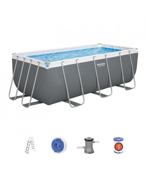 BESTWAY Piscine hors sol Power Steel 412 x 201 x 122 cm, filtre a cartouche, échelle, diffuseur Chemconnect