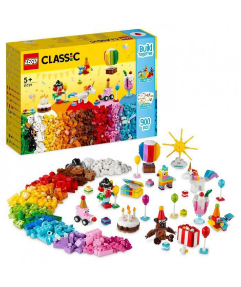 LEGO Classic 11029 Boîte de Fete Créative, avec 12 Mini Jouets en Briques : Licorne, Clown