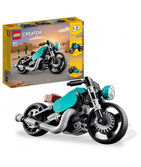 LEGO Creator 3-en-1 31135 La Moto Ancienne, Jouet Voiture Classique et de Rue, avec Dragster